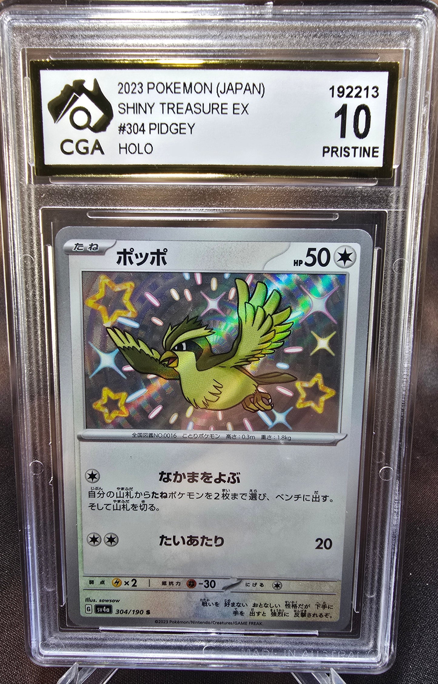 Pidgey 304/190 CGA 10 sv4a Pokemon Card Graded Japanese