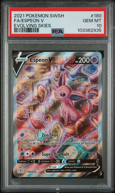 Espeon V 180/203 PSA 10 Evolving Skies Graded Pokemon Card