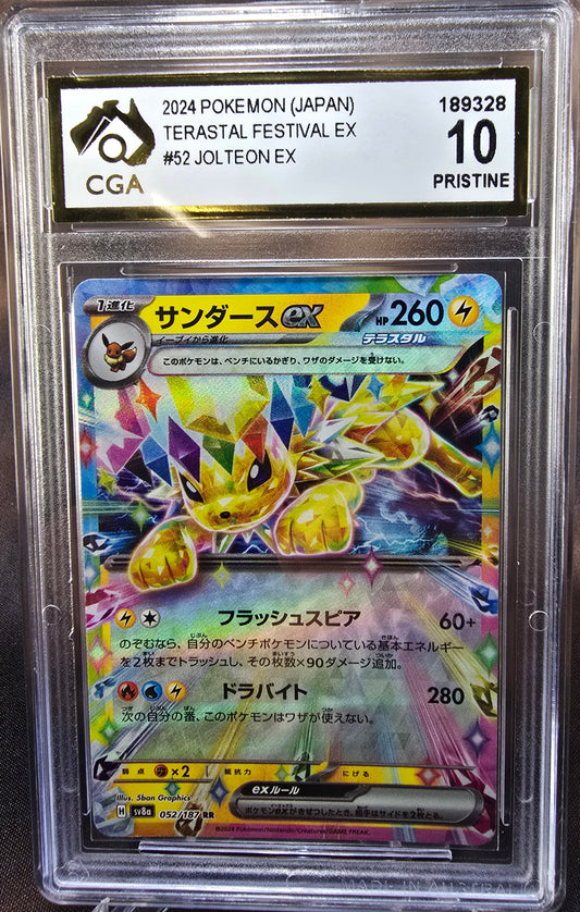 Jolteon ex 052/187 CGA 10	sv8a Pokemon Card Graded Japanese