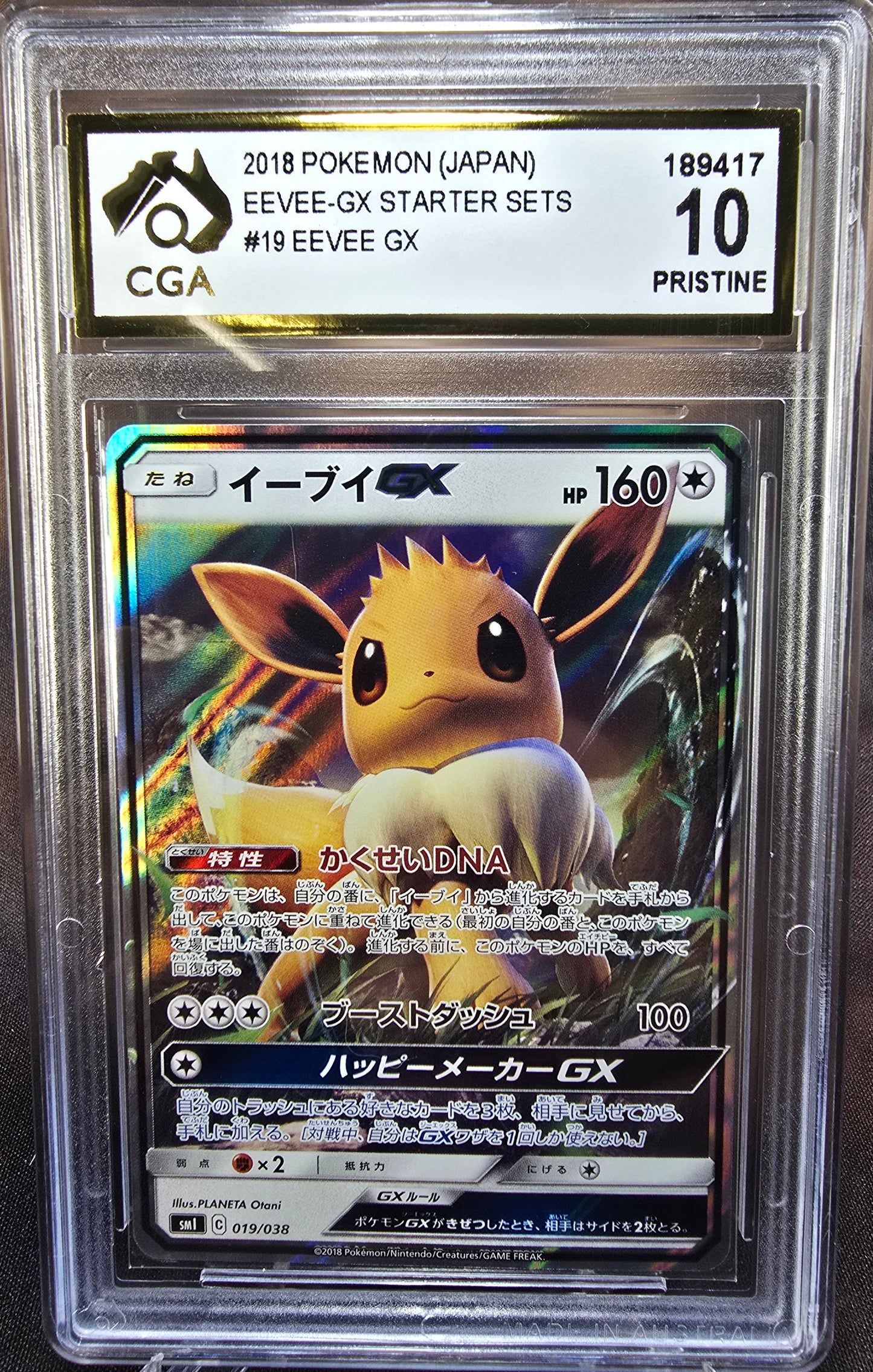 Eevee gx 019/038 CGA 10 sm1 Pokemon Card Graded Japanese