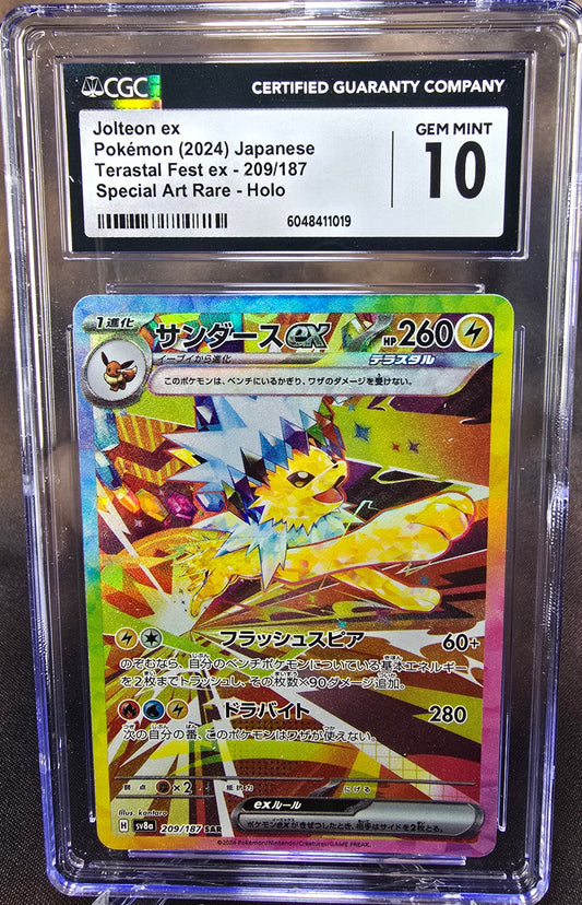Jolteon ex 209/187 CGC 10	sv8a Pokemon Card Graded Japanese